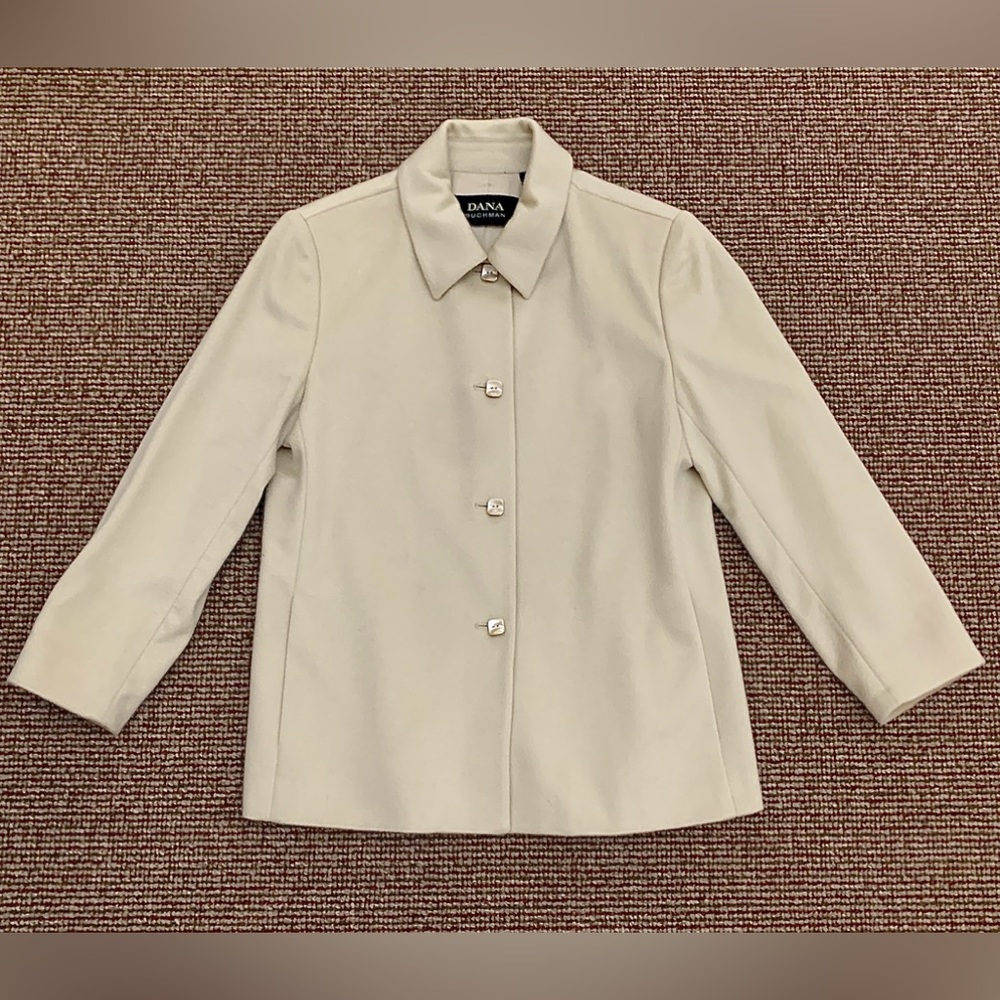Women’s 10 Dana Buchman 100% Cashmere Square Button Pocketed Blazer Coat Jacket